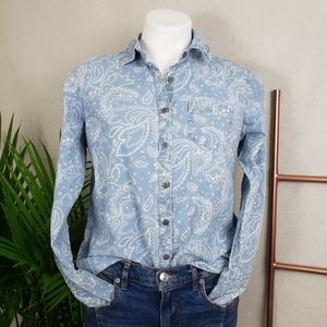 Land's End Bandana Paisley Chambray Shirt